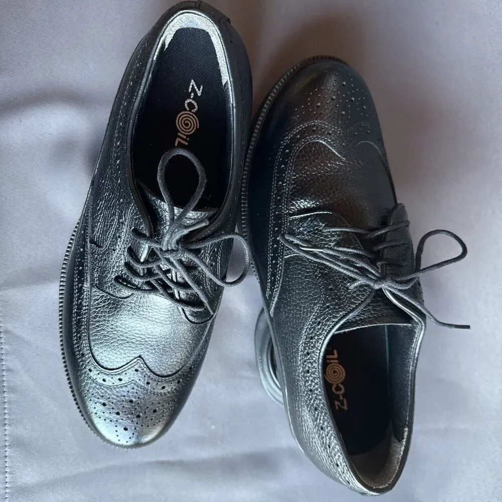Z-Coil Black Dress Shoes Men’s 10 M Spring Back Relief Leather Lace Up
